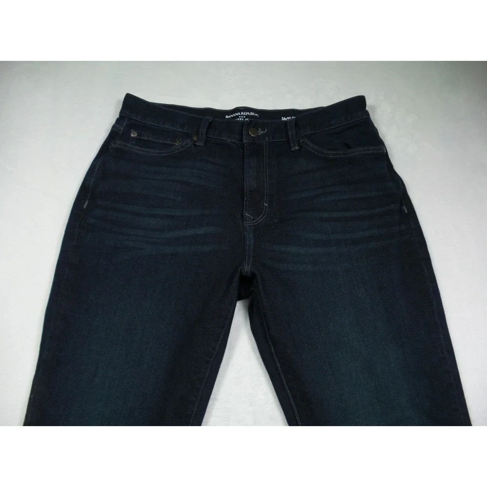 Banana Republic Travel Jeans Mens Size 34 x 30 Blue Denim Athletic Fit Dark Wash
